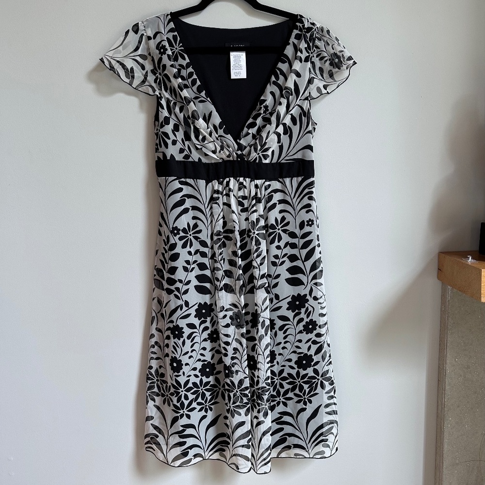 Vintage Deadstock Black & White Floral Dress